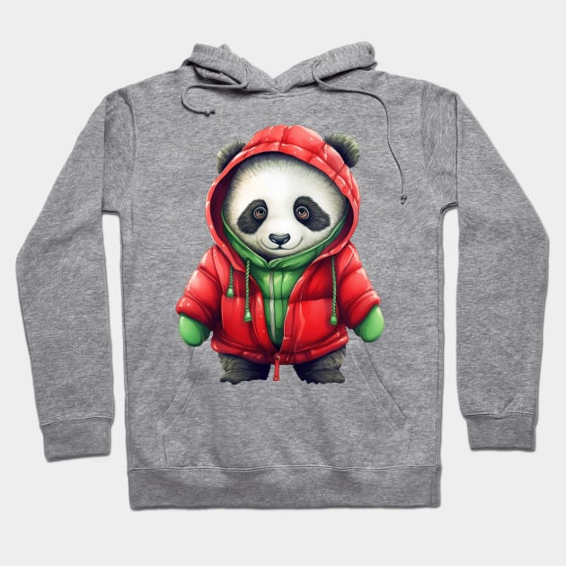 Knitted Christmas Panda Bear Hoodie by Chromatic Fusion Studio